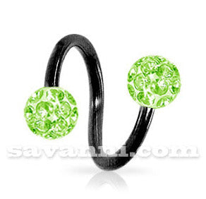 1.6mm Musta Spiraali Crystal Pallot 6mm