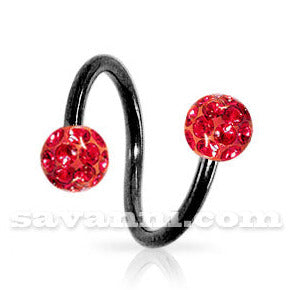 1.2mm Musta Spiraali Crystal Pallot 4mm