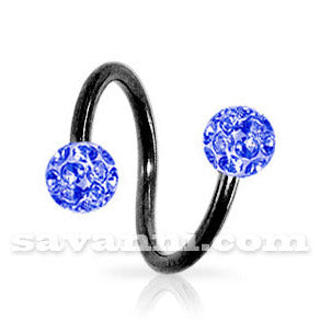 1.2mm Musta Spiraali Crystal Pallot 4mm