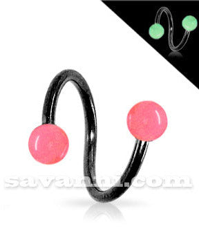 1.2mm Musta Spiraali Loistaa Pimeässä Pallot 3mm