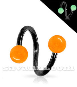1.6mm Musta Spiraali Loistaa Pimeässä Pallot 6mm