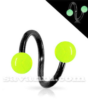 1.6mm Musta Spiraali Loistaa Pimeässä Pallot 6mm