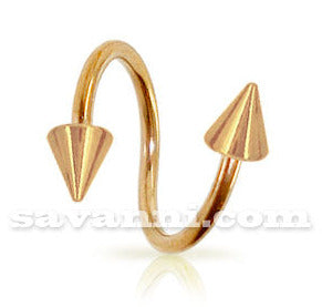 1.2mm Spiraali Rose Gold Piikeillä