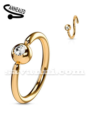 1.2mm Lävistysrengas Kiinteä Pallo Strassi Sivussa Rose Gold