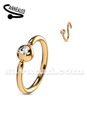 0.8mm Ohut Lävistysrengas Kiinteä Pallo Strassi Sivussa Rose Gold