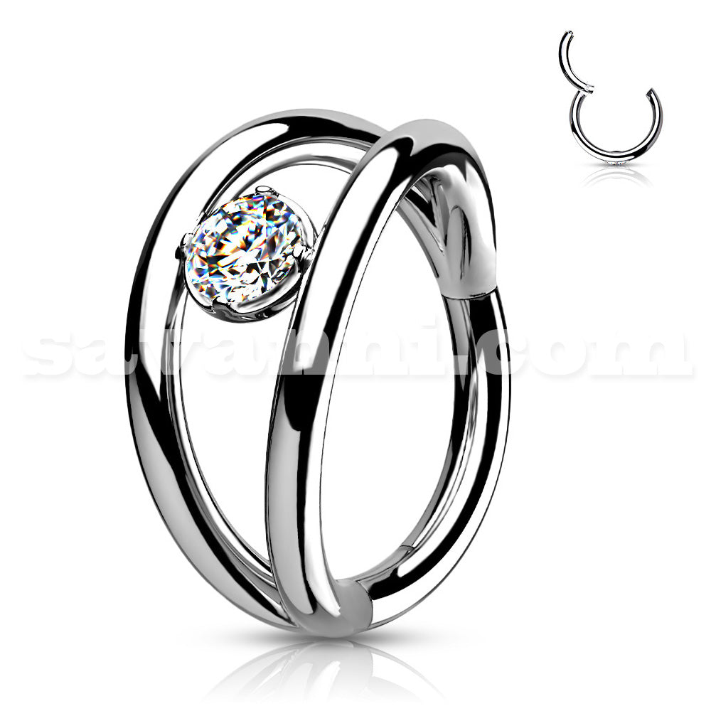 1.2mm Clicker-rengas Double Hoop Zircon