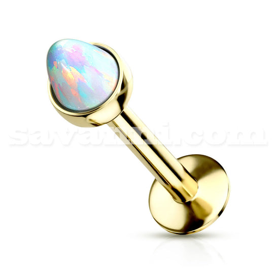 1.2mm Labret Gold Opal valkoinen Spike