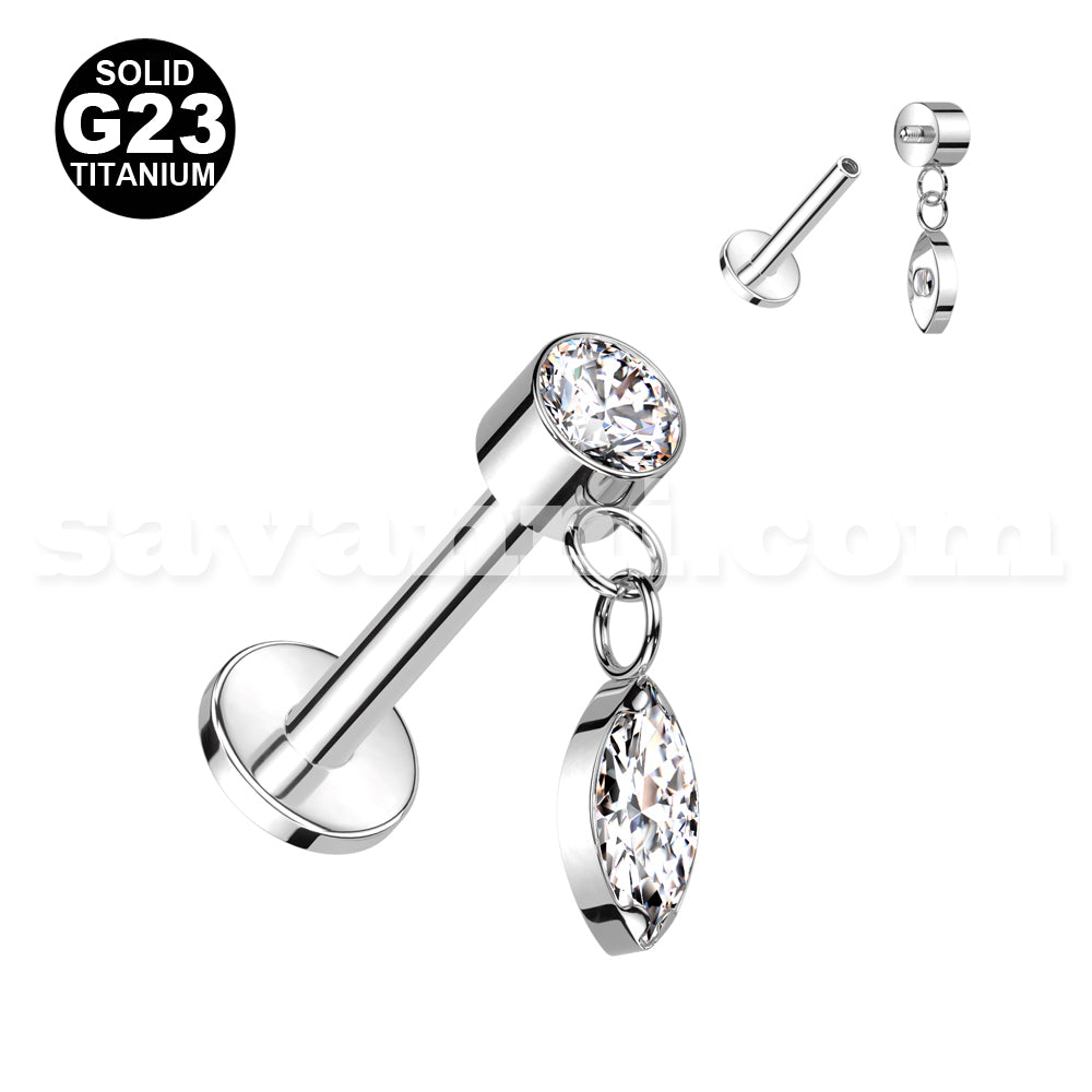 1.2mm Titaani Labret Zircon Drop