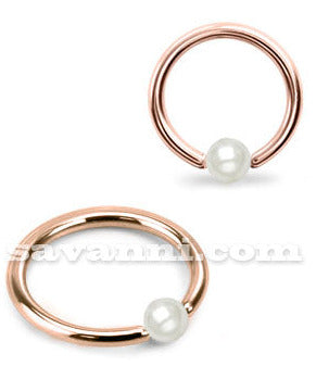 Lävistysrengas rose gold pearl