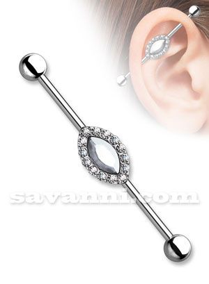 Industrial Barbell Marquise Crystal