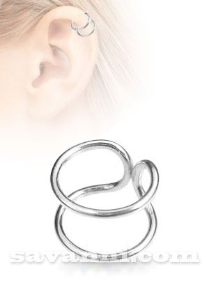 Tunn & Dubbel Fake Ring Helix av Silver 
