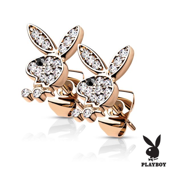 Playboy Earrings Surgical Steel Golded (pairs)