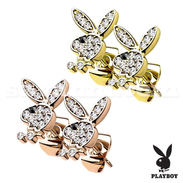 Playboy Earrings Surgical Steel Golded (pairs)