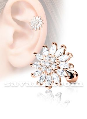 Sparkly Crystal Flower Helix Piercing