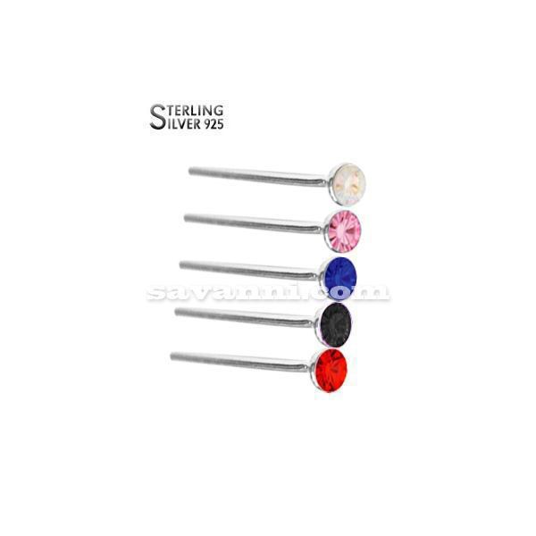 Nose Piercing Package Deal - 5 x Silver Nose Studs With Strass