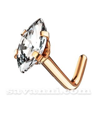 L-Bended Nose Piercing Clear Marquise Zircon