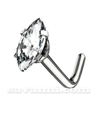 L-Bended Nose Piercing Marquise Zircon