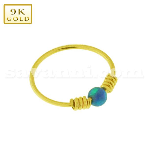 Hoop Gold 9K Blue Opal & Wires