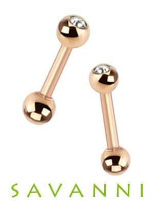 1.2mm Barbell Rose Gold Single Strass