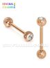 1.6mm Barbell Rose Gold Single Strass